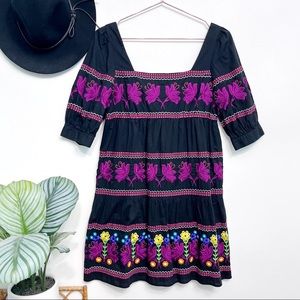 moda international | fiesta embroidered peasant dress black purple 4
